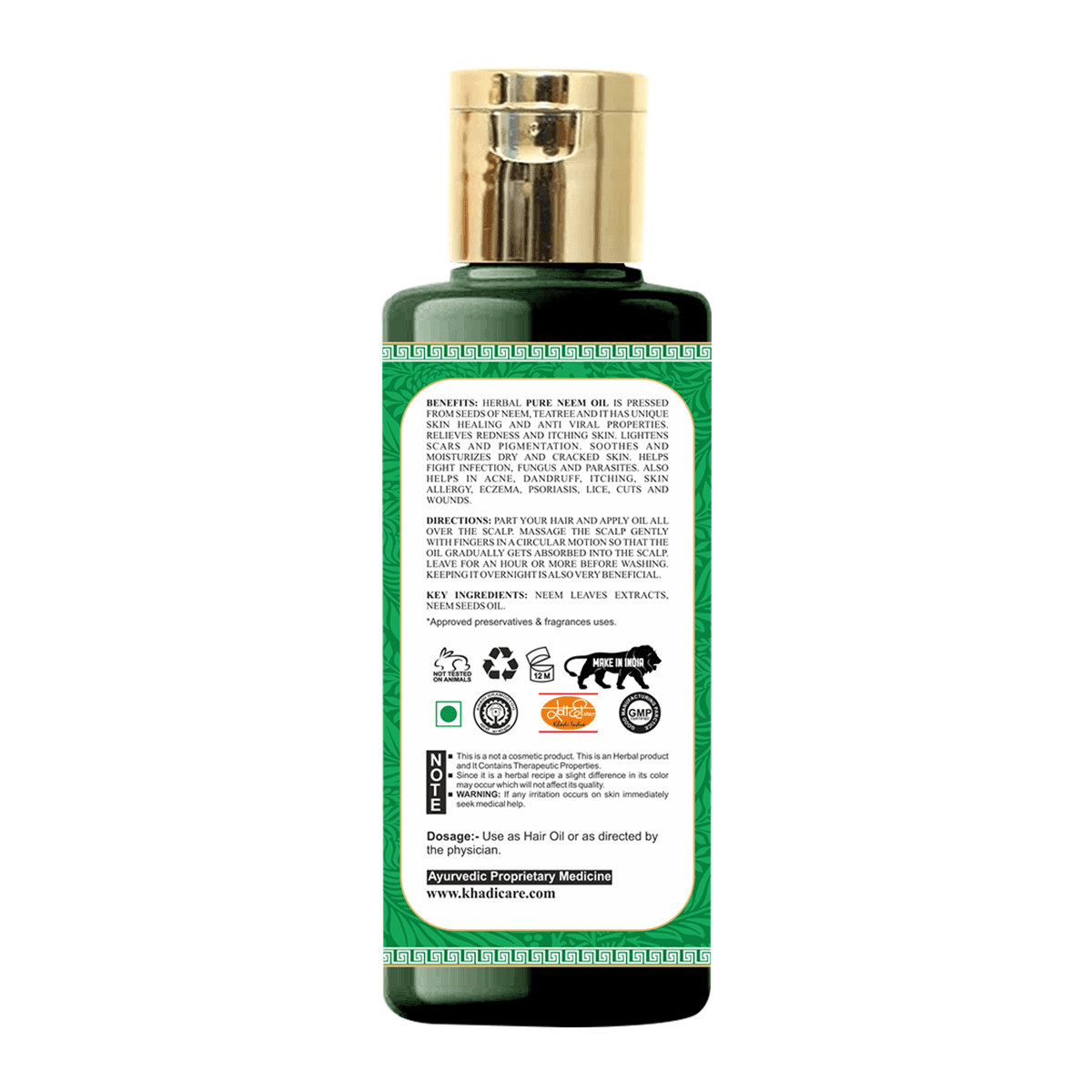 Khadi Care Herbal Pure Neem Oil - 210ml