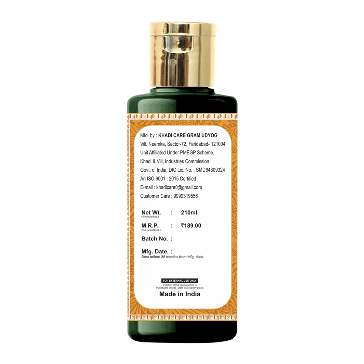 Khadi Care Herbal Triphala Hair Oil for Scalp Health & Hair Strength - 210ml
