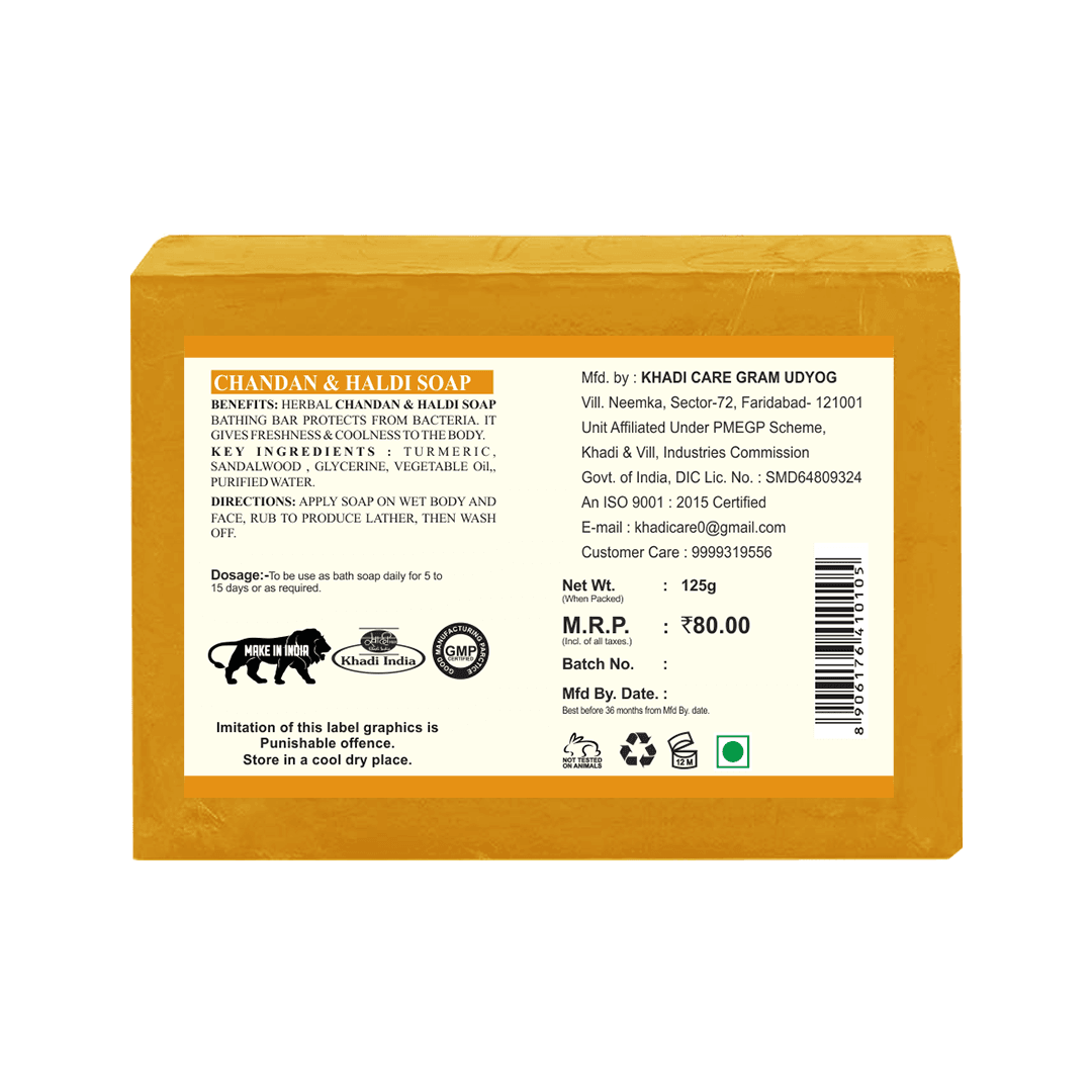Khadi Care Herbal Chandan Haldi Soap - 125g