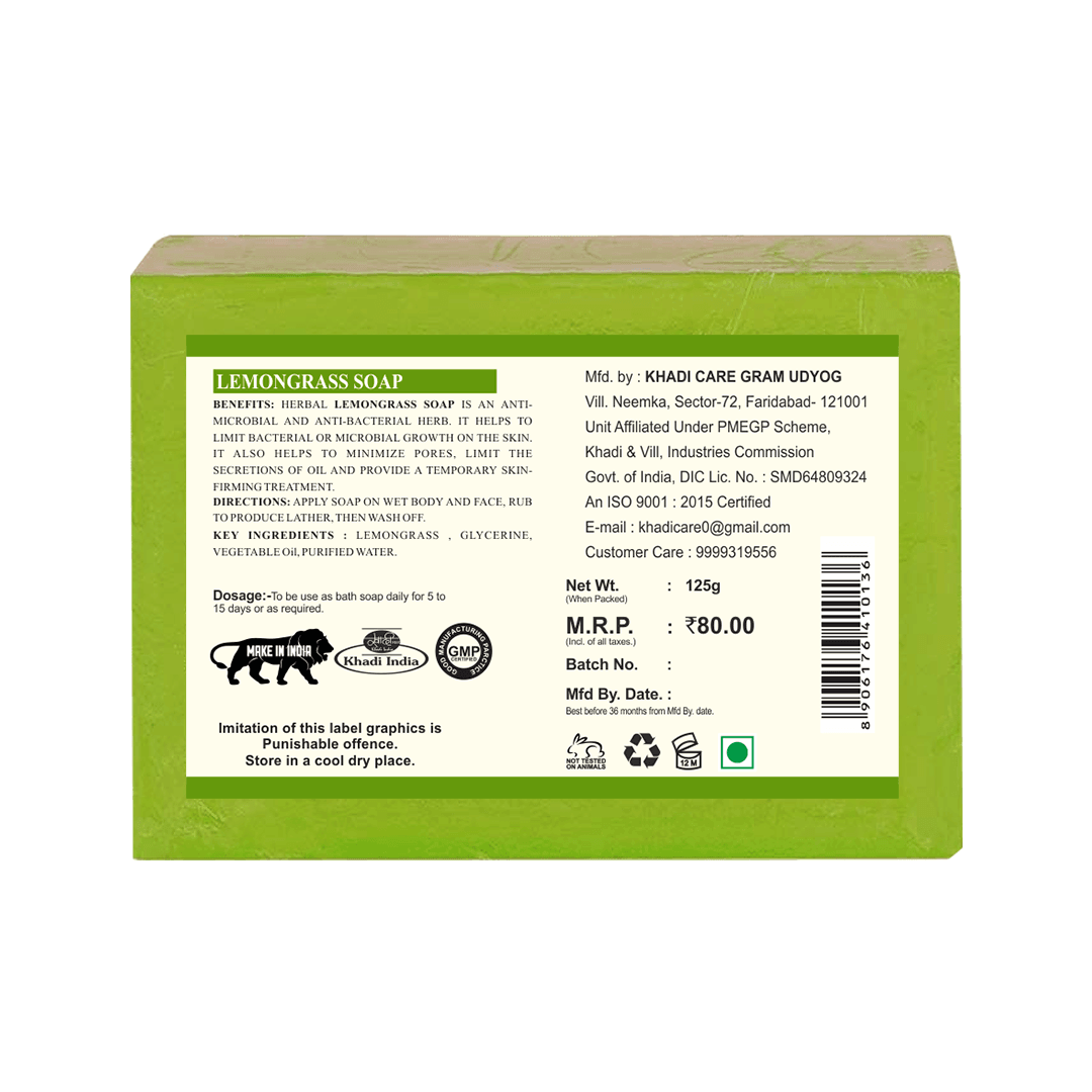 Khadi Care Herbal Lemongrass Soap - 125g