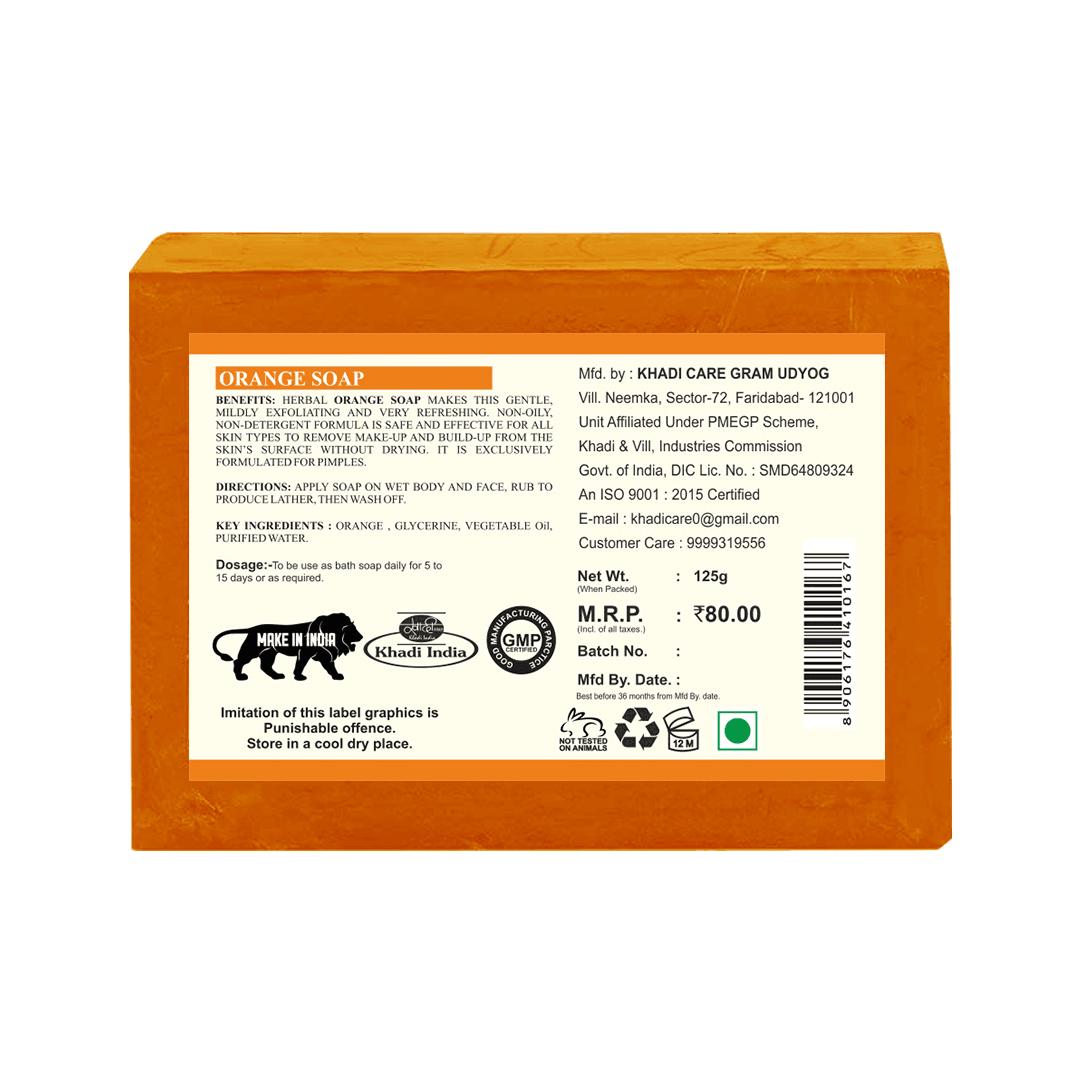 Khadi Care Herbal Orange Soap - 125g