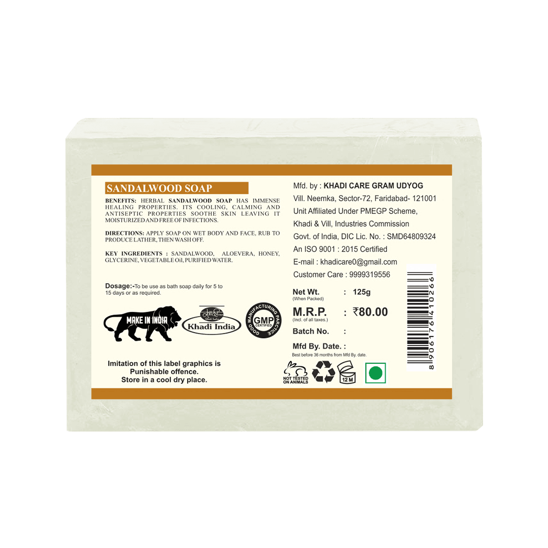Khadi Care Herbal Sandalwood Soap - 125g