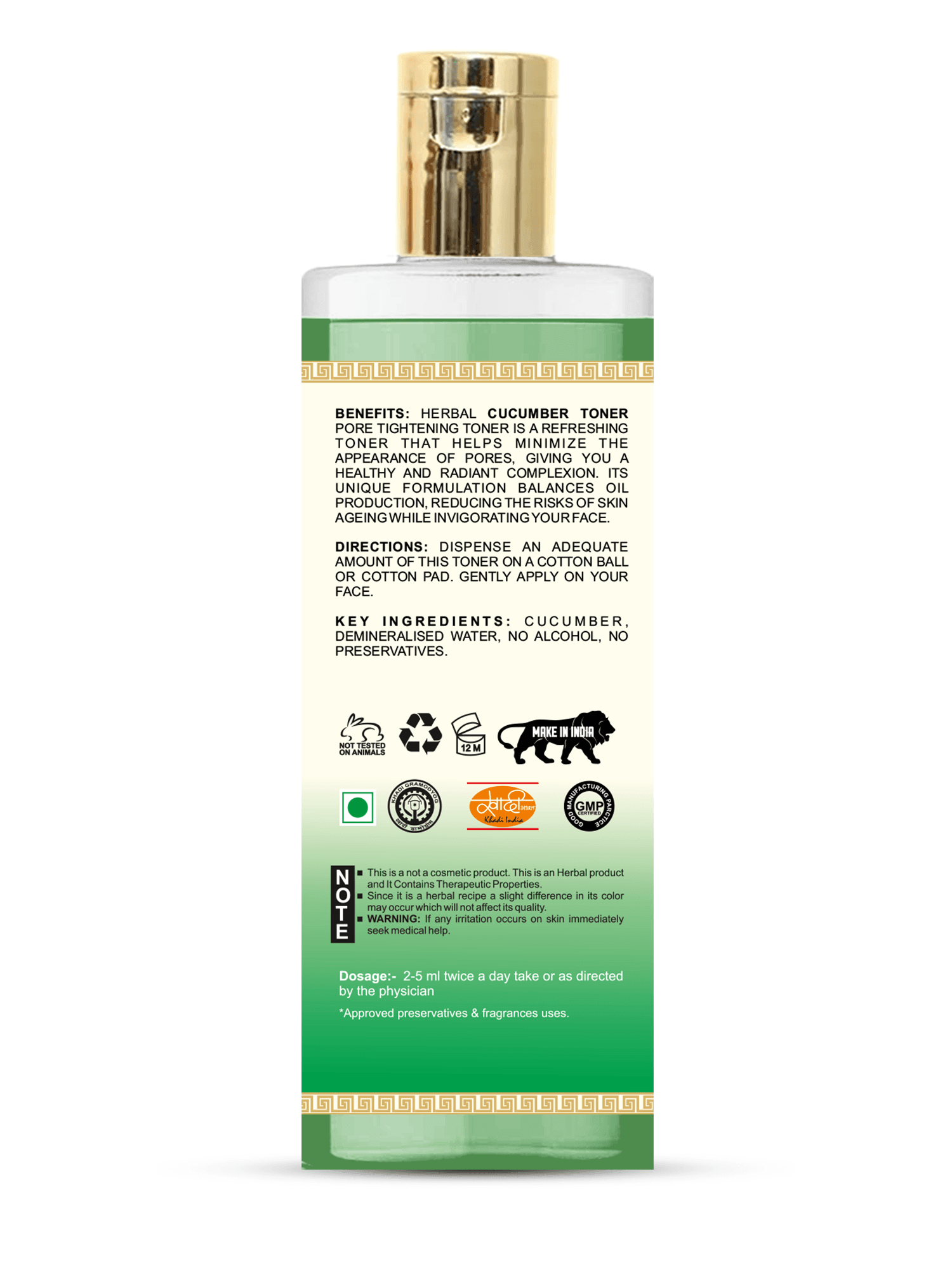 Khadi Care Herbal Cucumber Water - 210ml