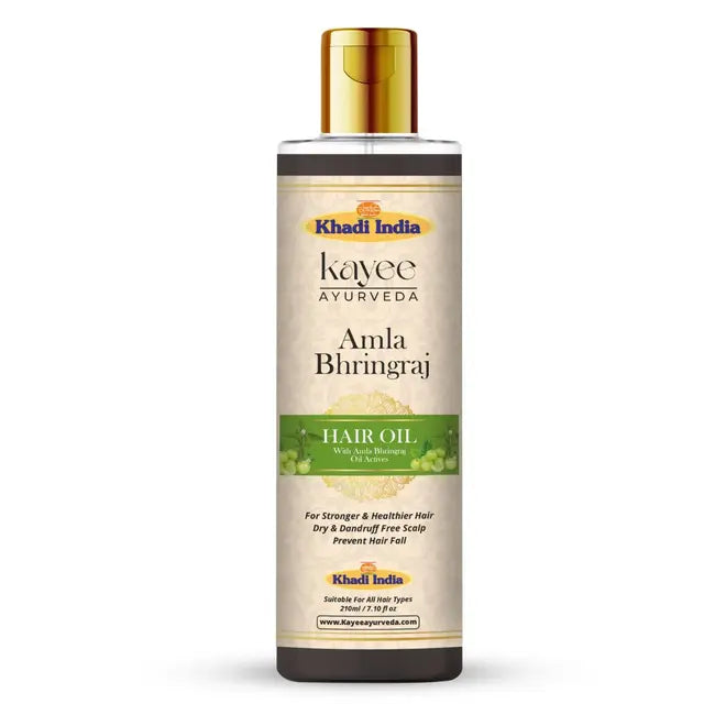 Kayee Ayurveda Bhringraj Hair Oil for Hair Growth & Hair Fall Care | Ayurvedic Herbal Hair Oil for Scalp Nourishment, Stronger Hair, Reduced Breakage, Smoothness & Natural Shine for Men & Women-210ML