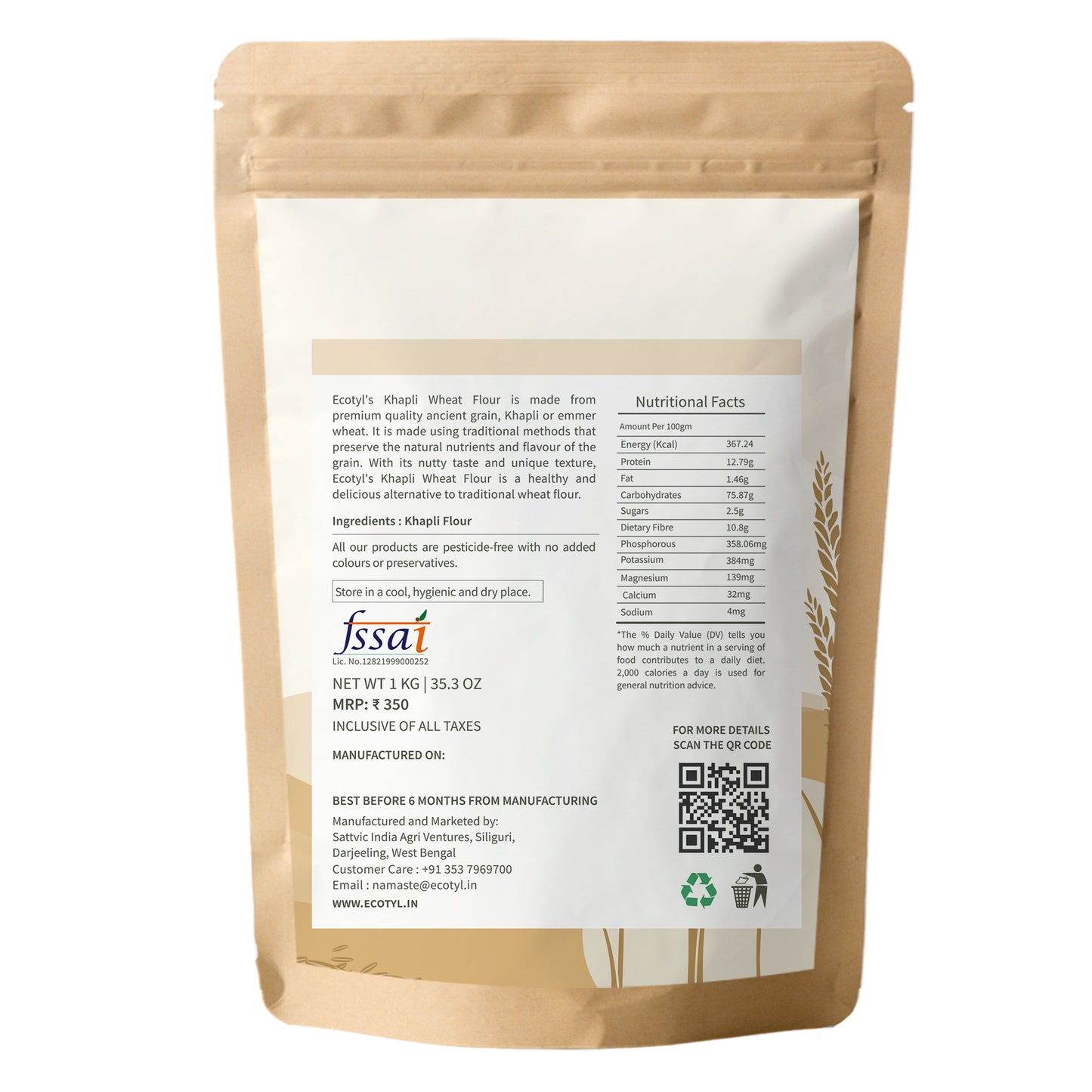 Ecotyl Khapli Atta - 1kg