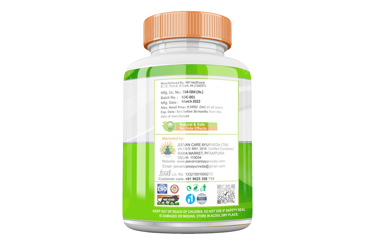 Divya Shree Kidney Detox Capsule Improve Kidney Function, Reduce Urine Related Problems, Remove Kidney Stone, Kidney Stone Treatment 60 Capsule, Jeevan Care Ayuveda