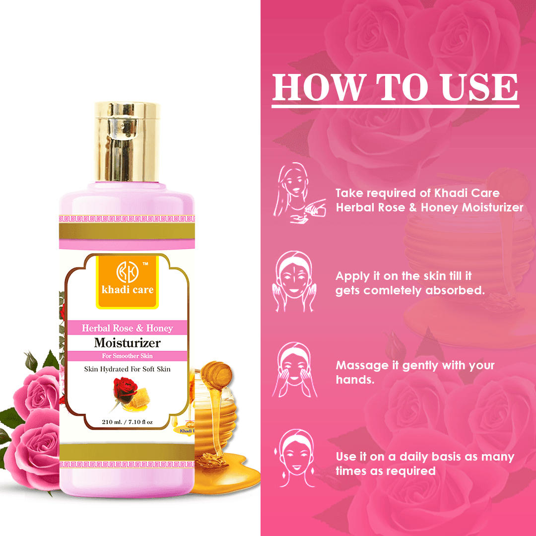 Khadi Care Herbal Rose & Honey Moisturizer - 210ml