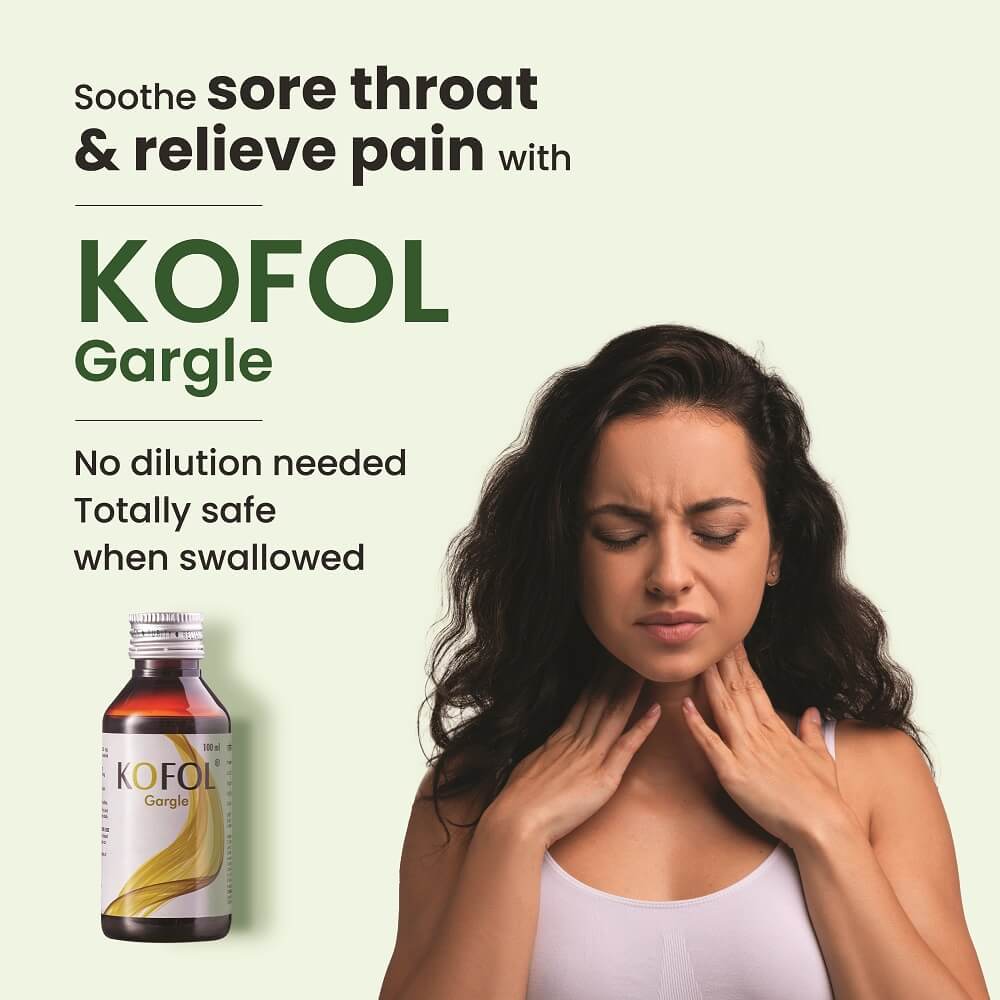 Charak Kofol Gargle Liquid - 100ml - Fast Sore Throat & Tonsillitis Pain Relief Rinse