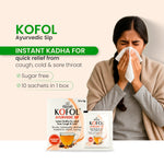 Charak Kofol Ayurvedic Sip Instant Kadha Sachet For Cold,Cough & Sore Throat (3gm Each) Sugar Free - 10 sachets