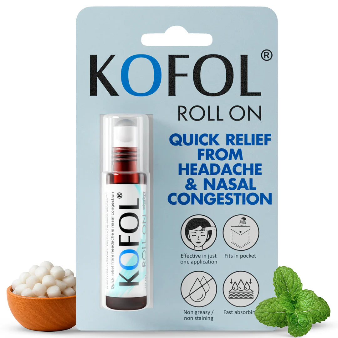 Vedistry Kofol Roll On - Fast-Acting Cold Relief for Nose Block & Sinus Headache