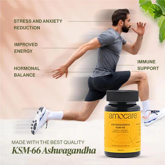 Amocare Ashwagandha KSM66 Capsules - 60 Veg Capsules