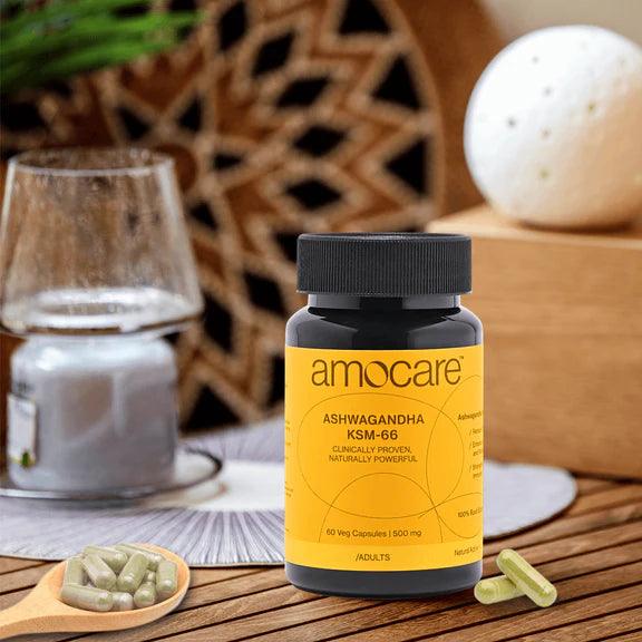 Amocare Ashwagandha KSM66 Capsules - 60 Veg Capsules