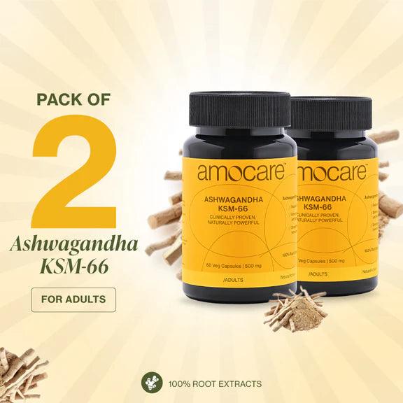 Amocare Ashwagandha KSM66 Capsules - 60 Veg Capsules