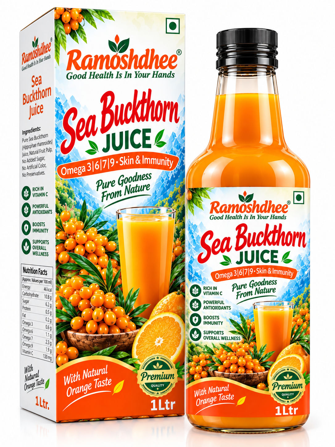 Ramoshdhee Sea Buckthorn Juice Orange Flavour 1L