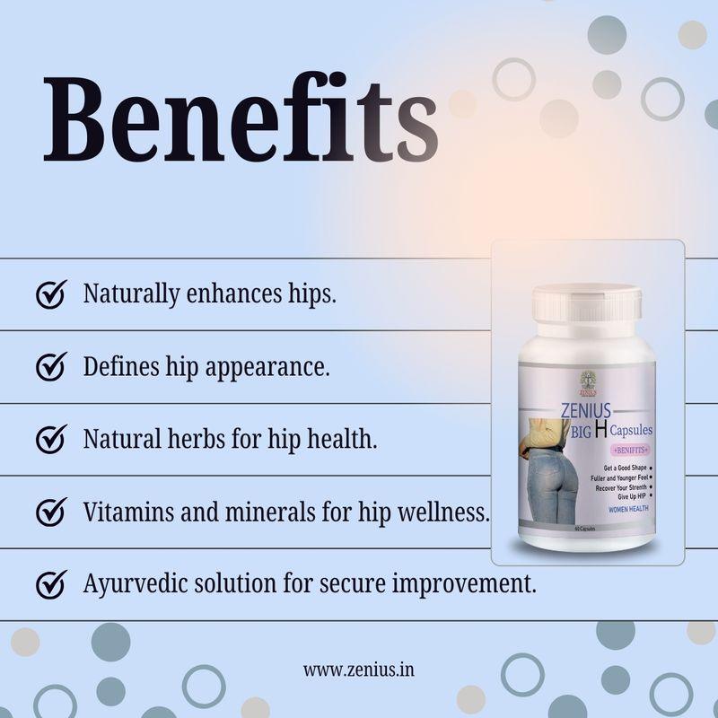 Zenius Big h Capsules - Hip Enlargement Capsules for Butt Enhancement and Hip Growth - 60 Capsules
