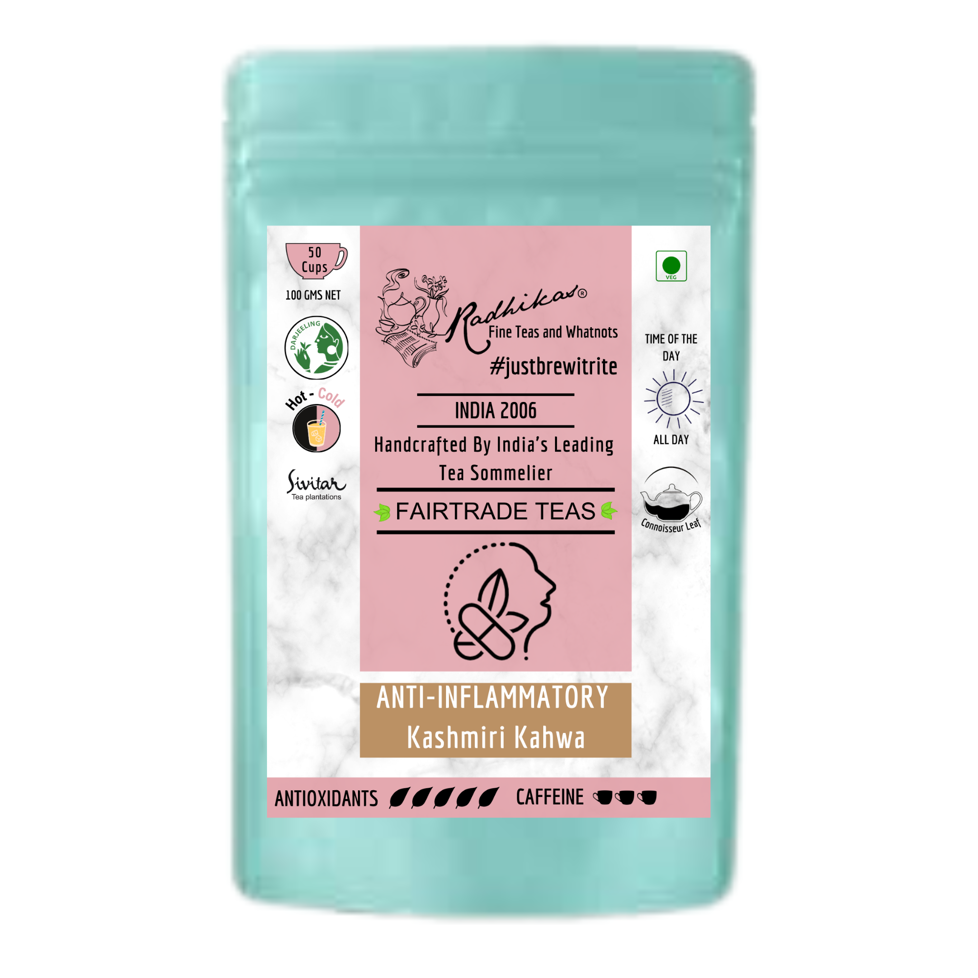 Radhikas Fine Teas Anti-Inflammatory Almond Kashmiri Kahwa - 100gm