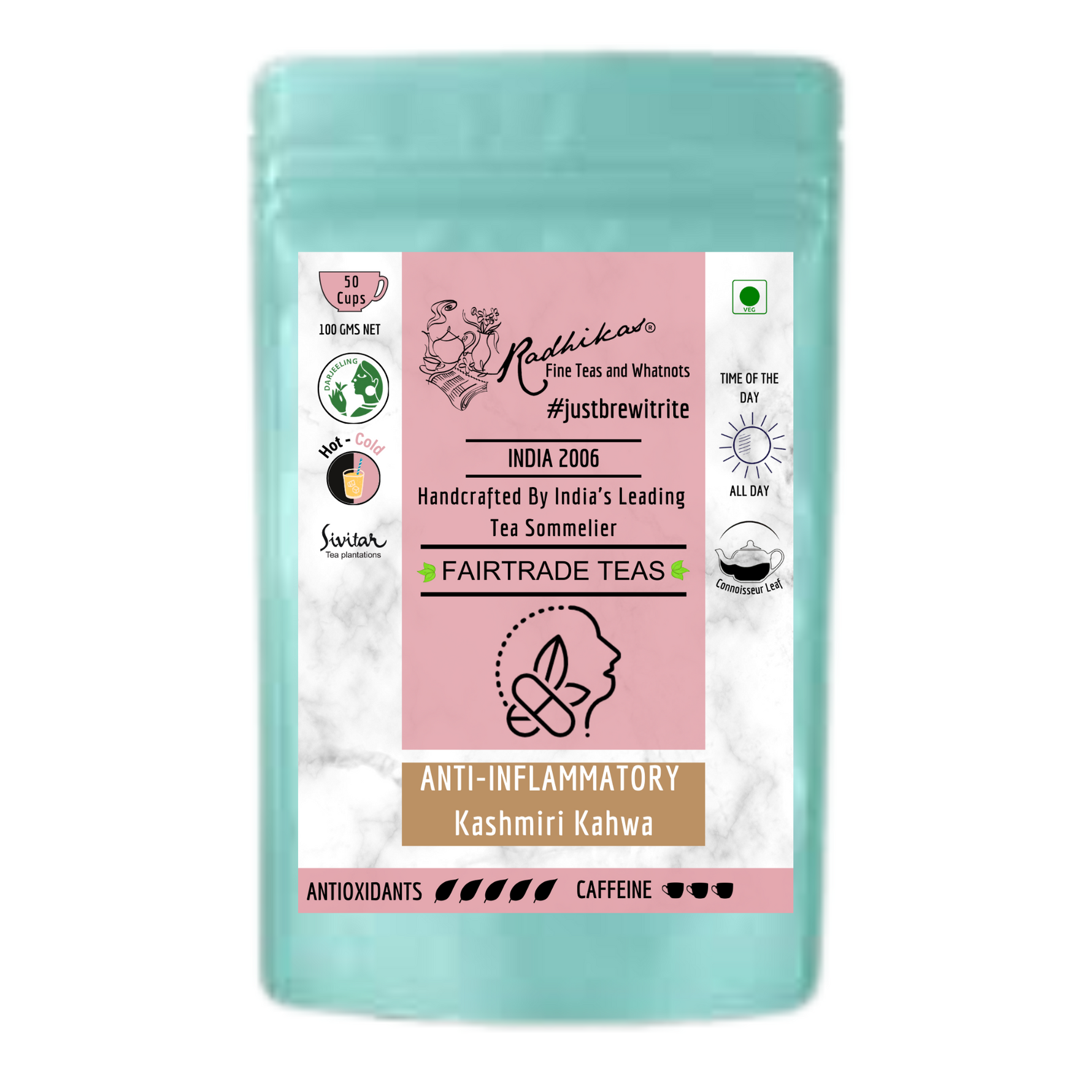 Radhikas Fine Teas Anti-Inflammatory Almond Kashmiri Kahwa - 100gm