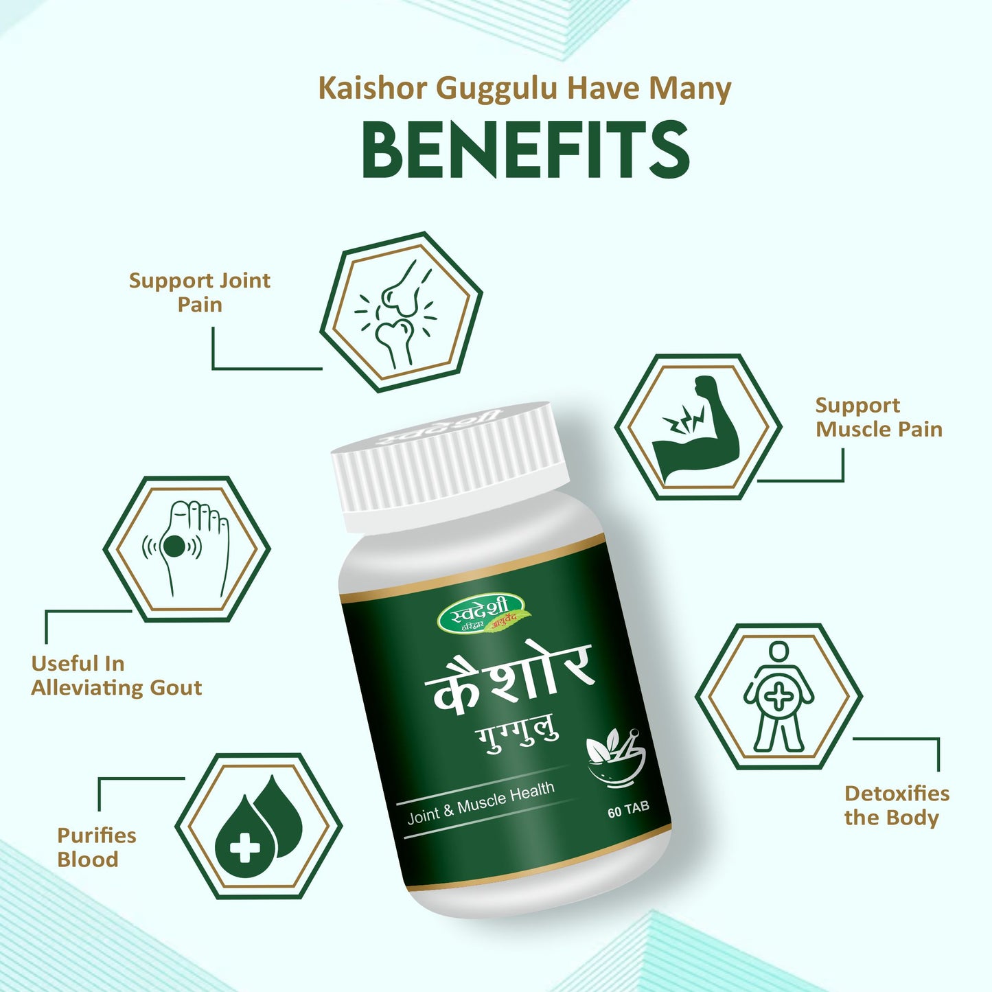 Swadeshi Kaishor Guggul Vati - 60 Tablets