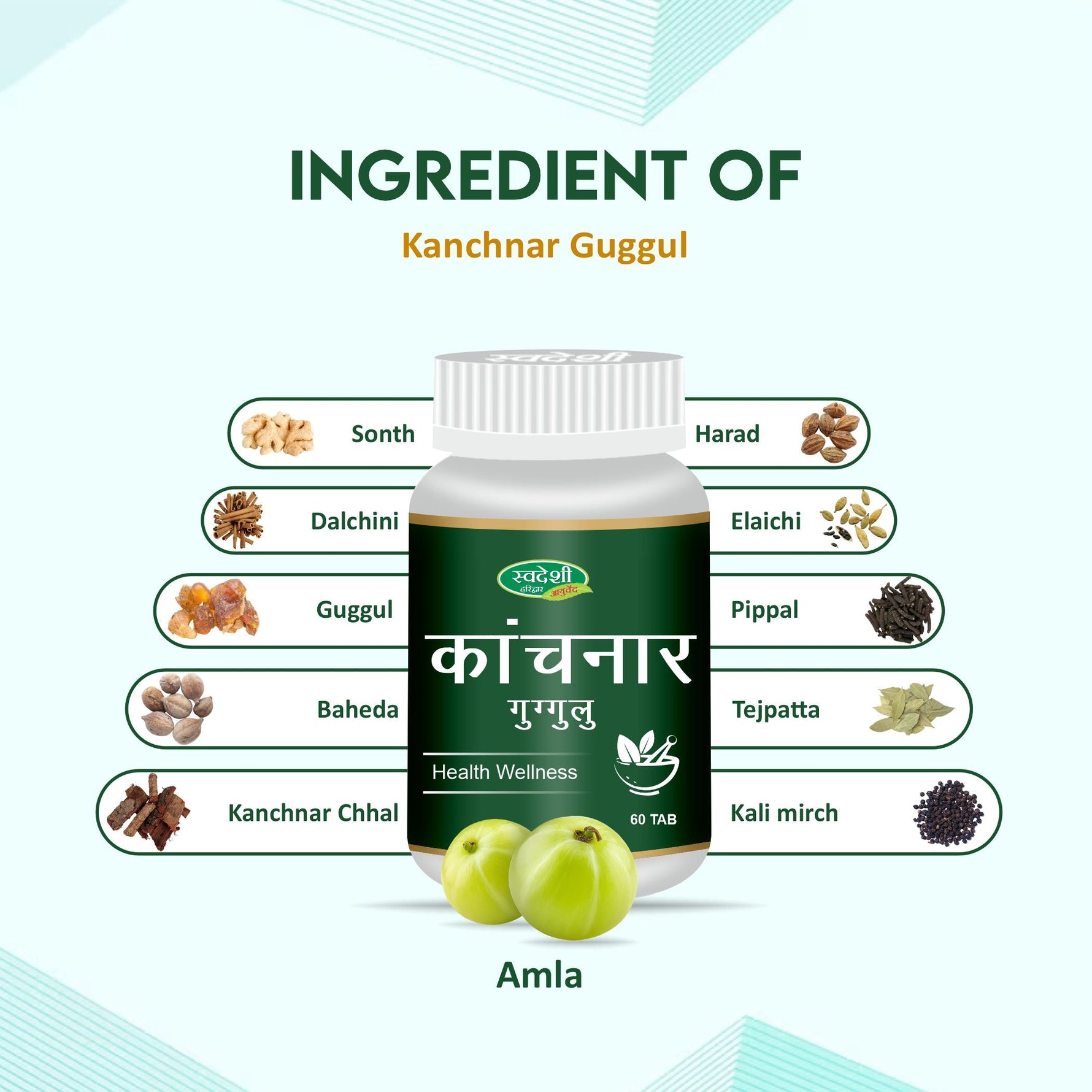 Swadeshi Kanchnar Guggul - 60 Tablets | Glandular Support & Lymphatic Cleansing