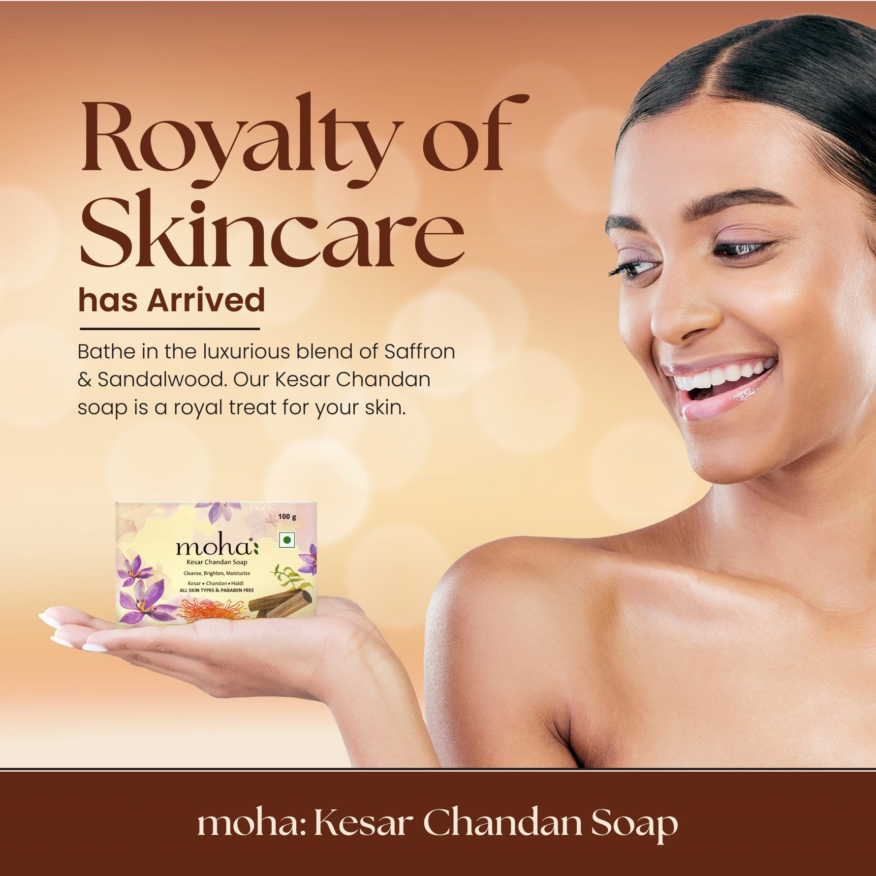 Moha Kesar Chandan Soap Pack of 6 - Saffron & Sandalwood Bars