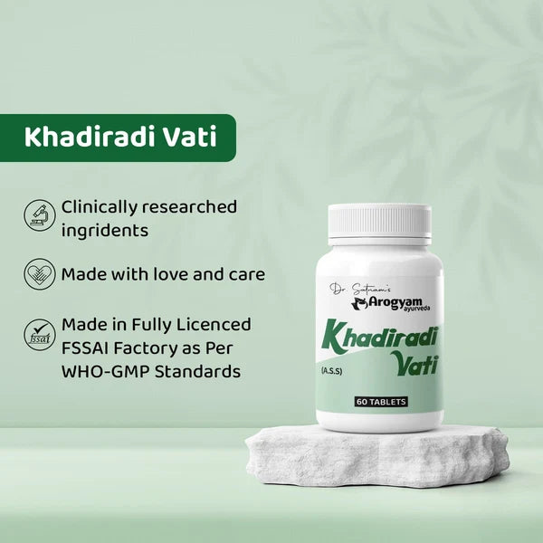 Dr. Satnam’s Arogyam Ayurveda Khadiradi Vati (A.S.S, 60 Tablets) | Classical Ayurvedic Oral Care & Throat Lozenges for Sore Throat, Hoarseness & Mouth Ulcers