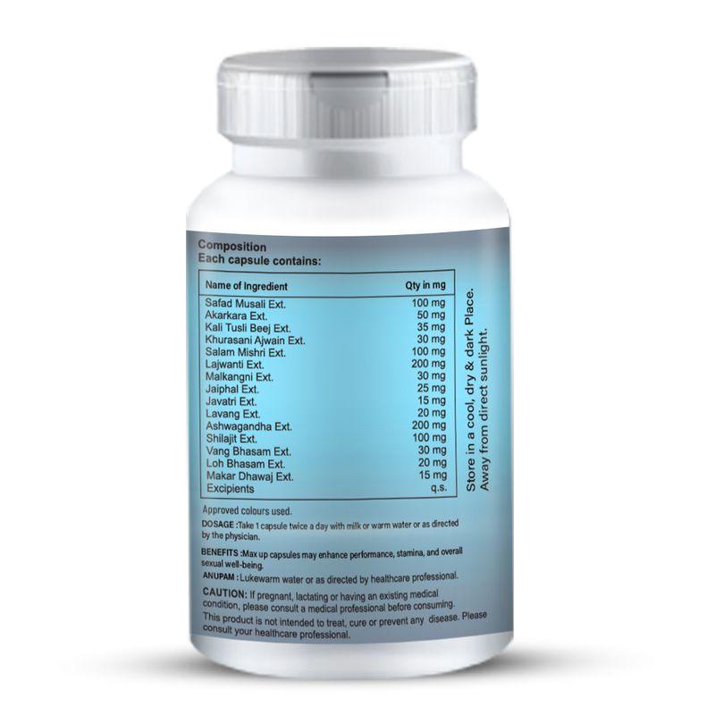 Zenius Max Up Capsules - Premature Ejaculation Capsules for Sexual Health and Stamina Boosting - 60 Capsules
