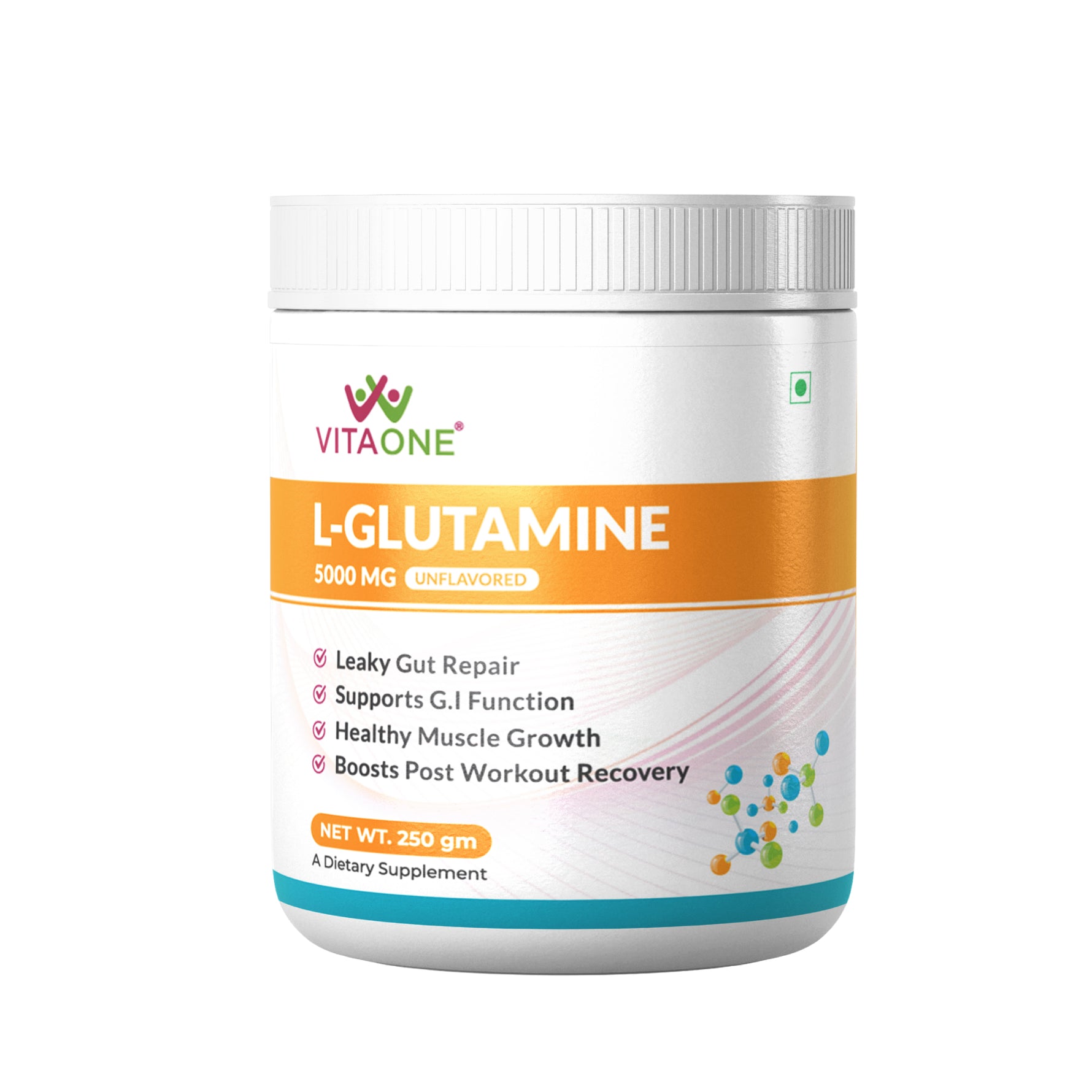 Vitaone L-Glutamine Powder (250g) | Pure Micronized Amino Acid for Muscle Recovery, Gut Health & Immune Support