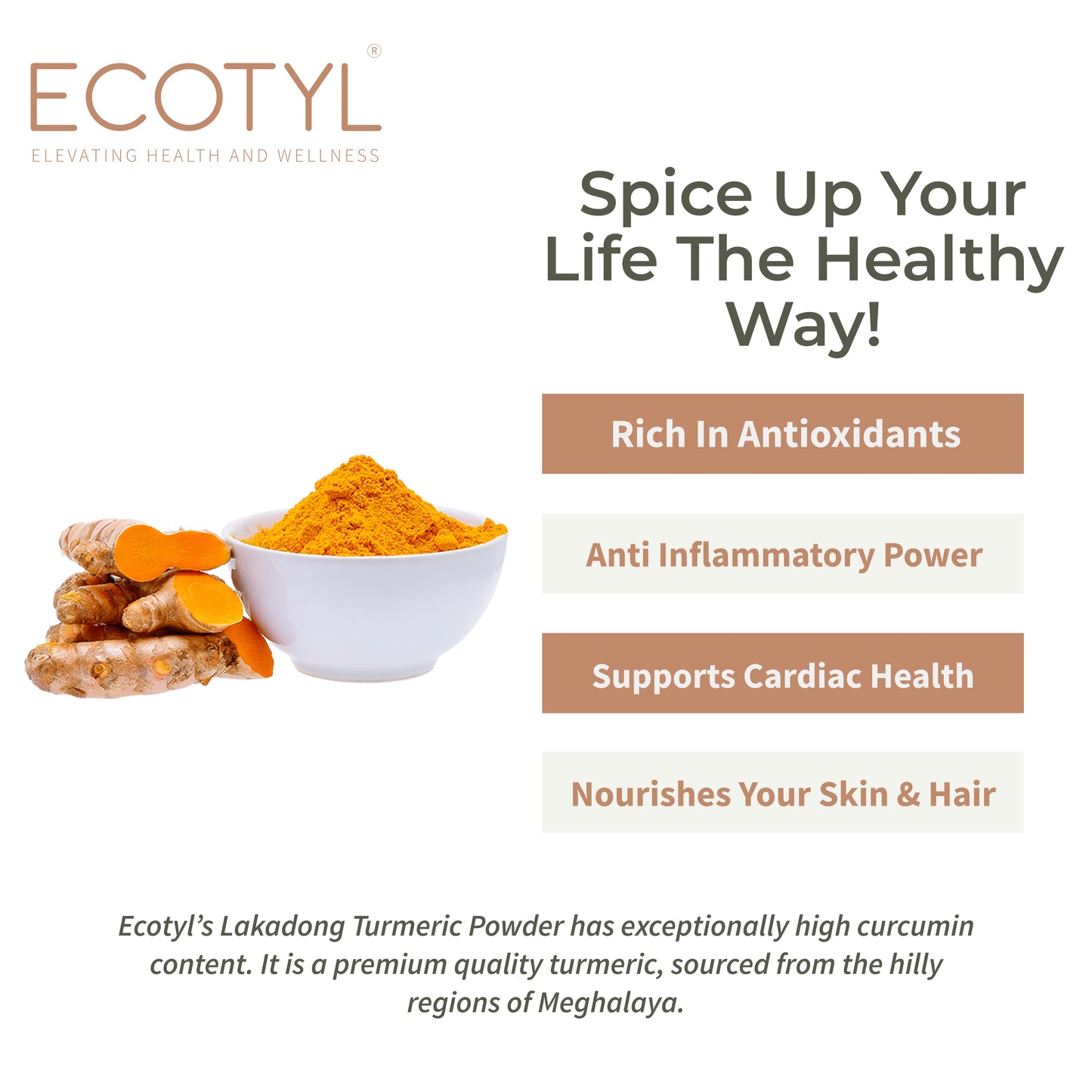 Ecotyl Lakadong Turmeric Powder for Immunity - 200gm