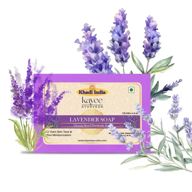 Kayee Ayurveda Lavender Soap for Men & Women | Herbal Lavender Bathing Soap with Refreshing Floral Fragrance | Gentle Daily Cleansing Body Soap for Soft, Smooth, Clean & Fresh Looking Skin