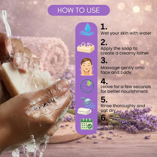 Kayee Ayurveda Lavender Soap for Men & Women | Herbal Lavender Bathing Soap with Refreshing Floral Fragrance | Gentle Daily Cleansing Body Soap for Soft, Smooth, Clean & Fresh Looking Skin