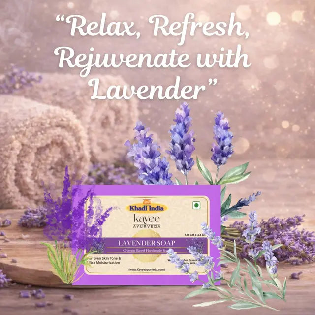 Kayee Ayurveda Lavender Soap for Men & Women | Herbal Lavender Bathing Soap with Refreshing Floral Fragrance | Gentle Daily Cleansing Body Soap for Soft, Smooth, Clean & Fresh Looking Skin