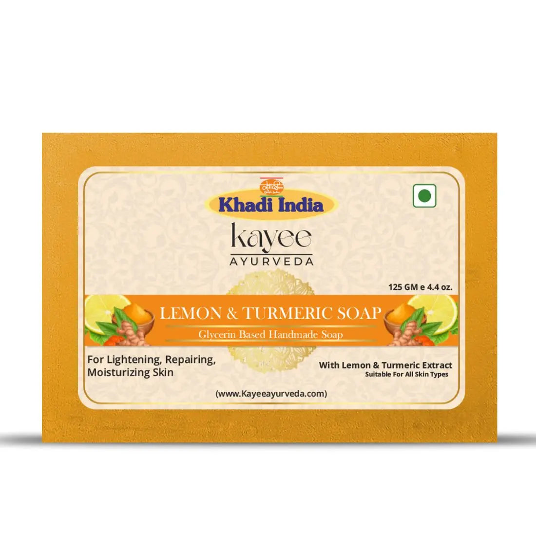 Kayee Ayurveda Lemon Turmeric Herbal Soap | Lemon & Haldi Bathing Soap for Men & Women | Daily Use Body Cleansing Bar for Freshness & Clean Skin | Refreshing Herbal Bath Care Soap