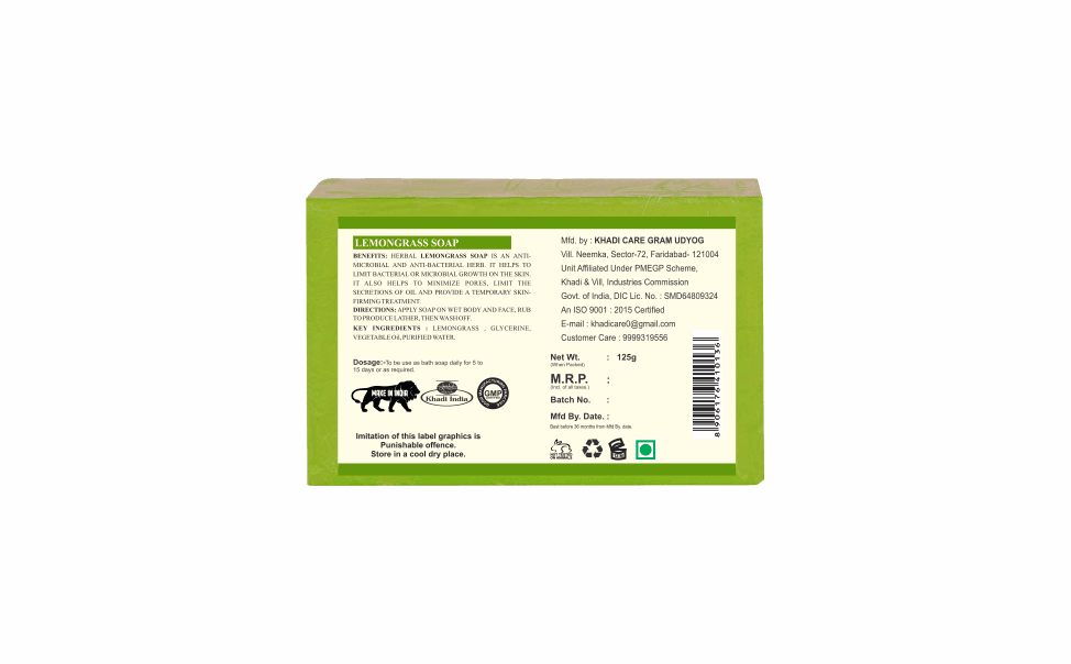 Khadi Care Herbal Lemongrass Soap - 125g