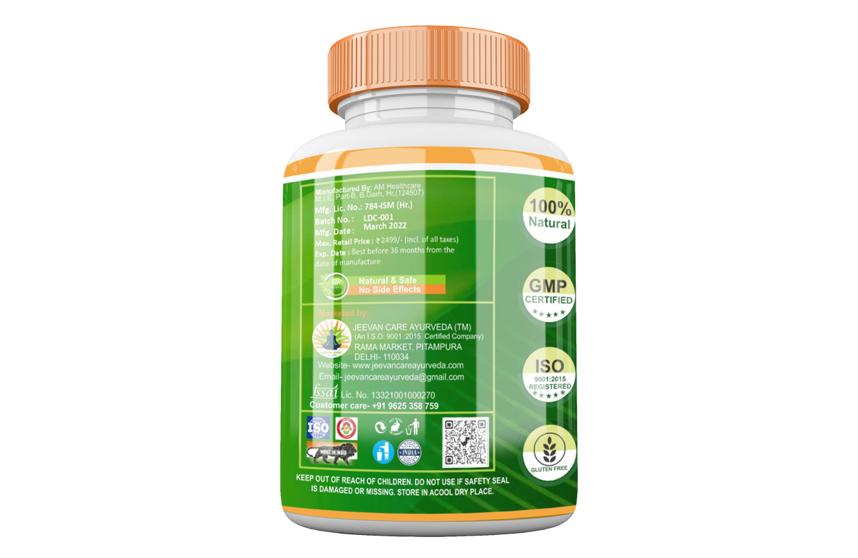 Divya Shree Liver Detox Capsule For Fatty Liver, Constipation, Improve Kidney Function Naturally, Relieves liver related problems 60 Capsule, Jeevan Care Ayurveda