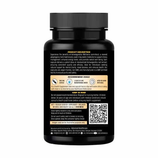 Adorreal Ashwagandha Extract Capsule | 60  Capsules