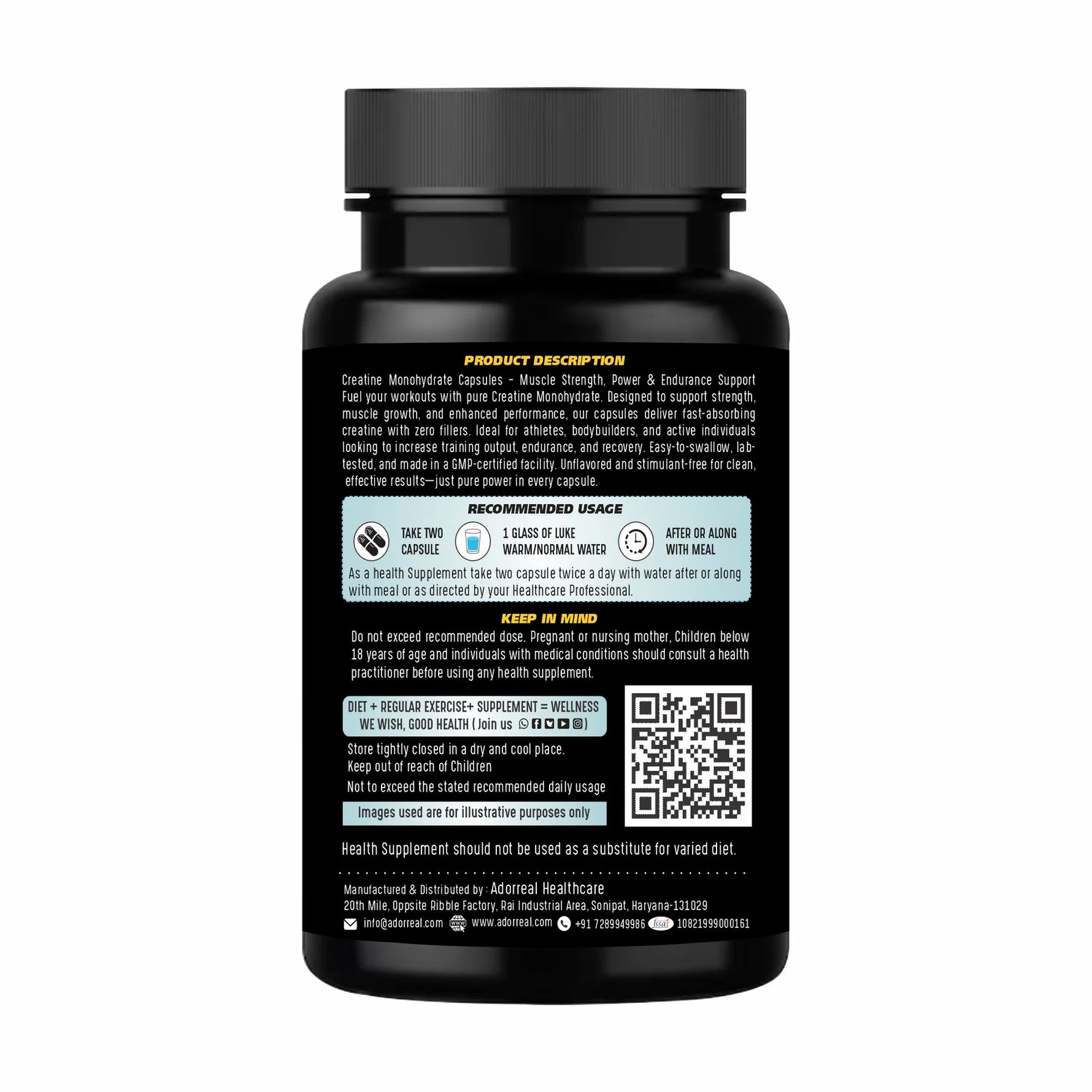Adorreal Creatine Monohydrate Capsule | 60 Capsules