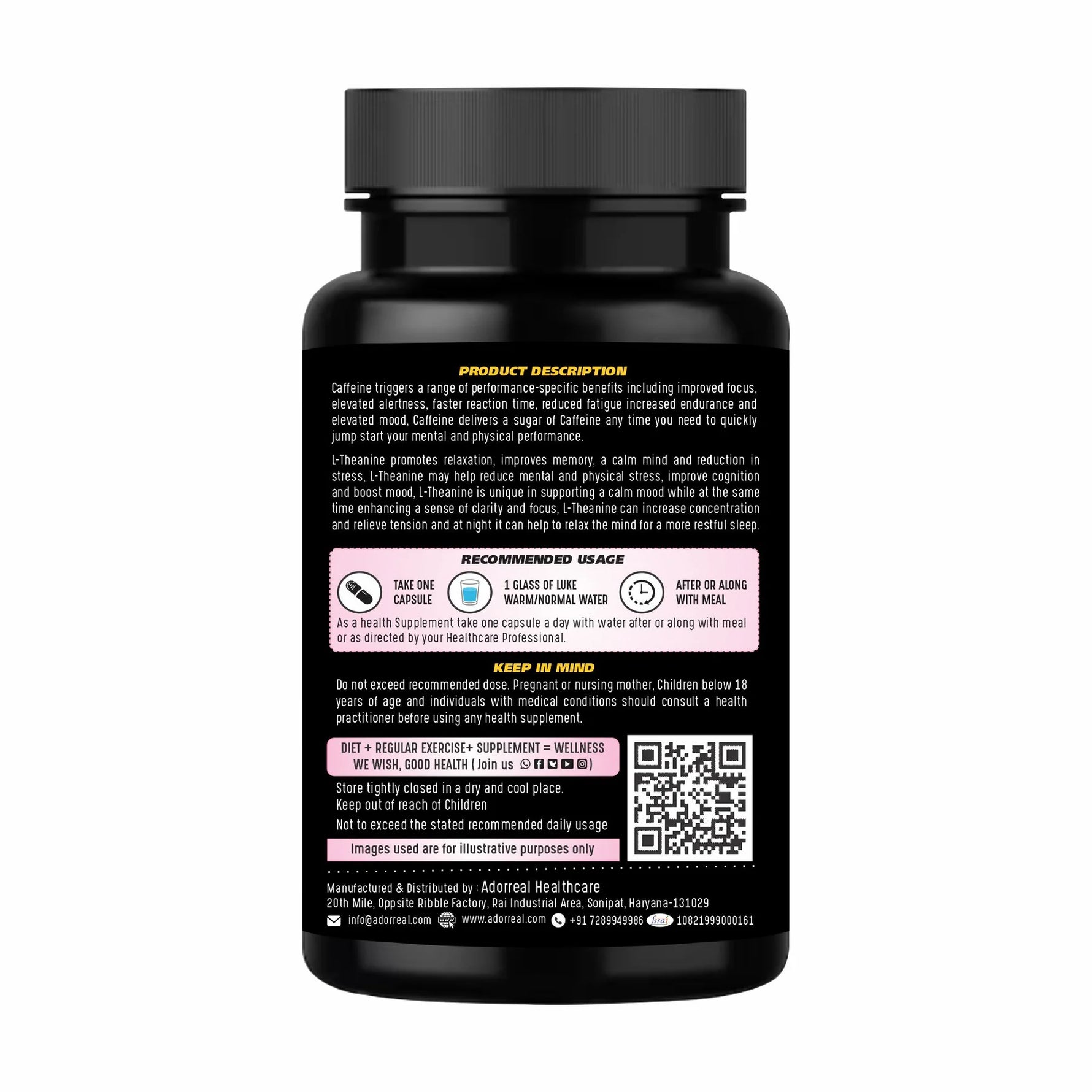 Adorreal L-Caffiene L-Theanine Capsule | 60  Capsules