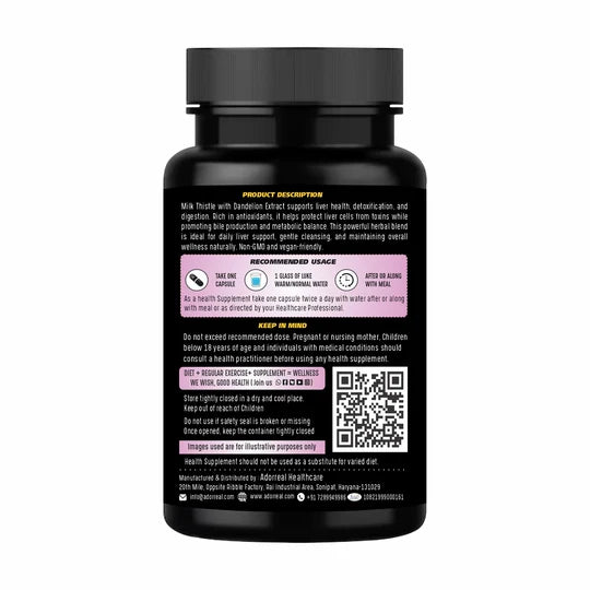 Adorreal Milk Thistle Dandelion Capsule | 60  Capsules