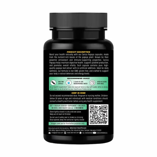 Adorreal Carica Papaya Leaf Extract Capsule | 60 Capsules