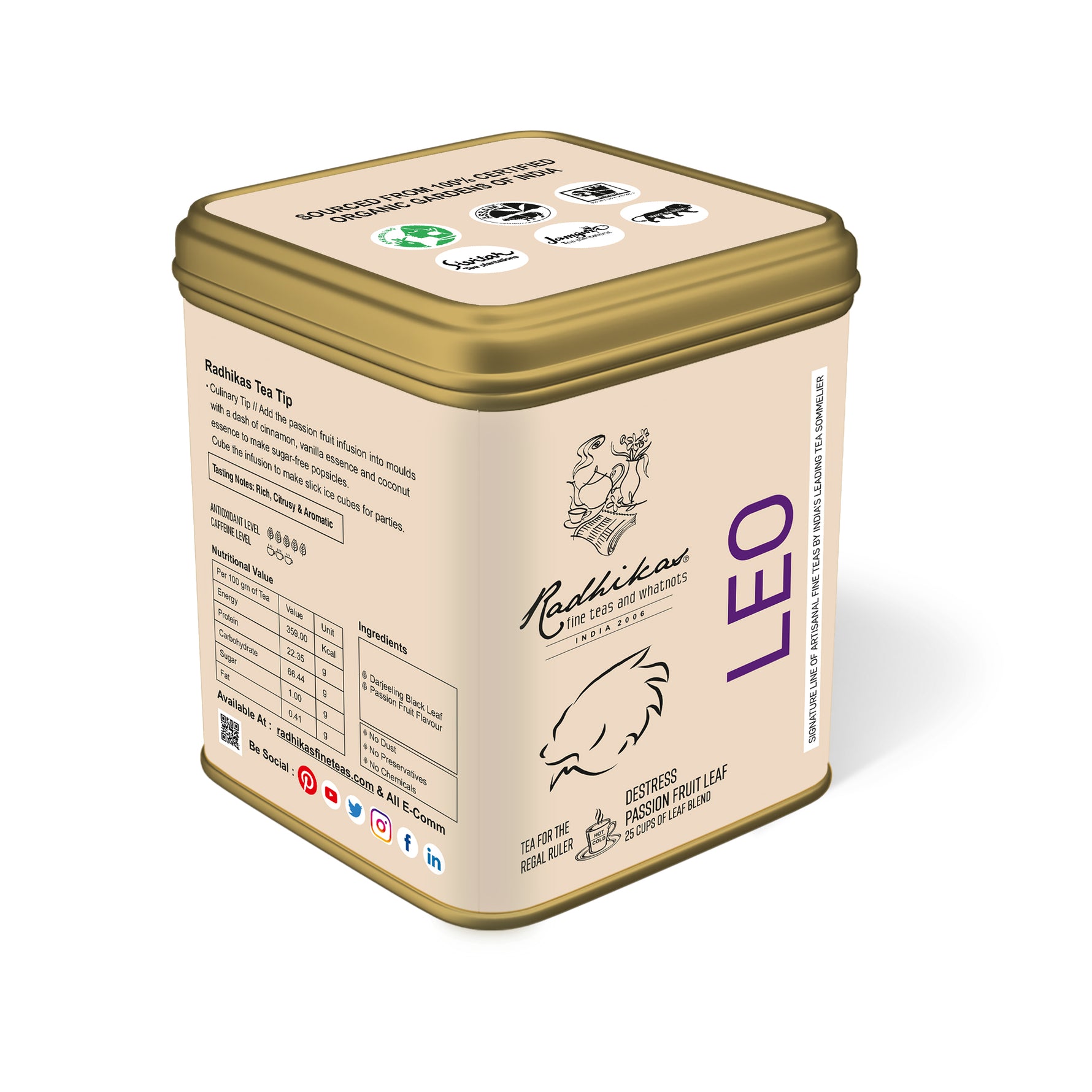 Radhikas Fine Teas Leo Passion Fruit Leaf Tea - 50gm