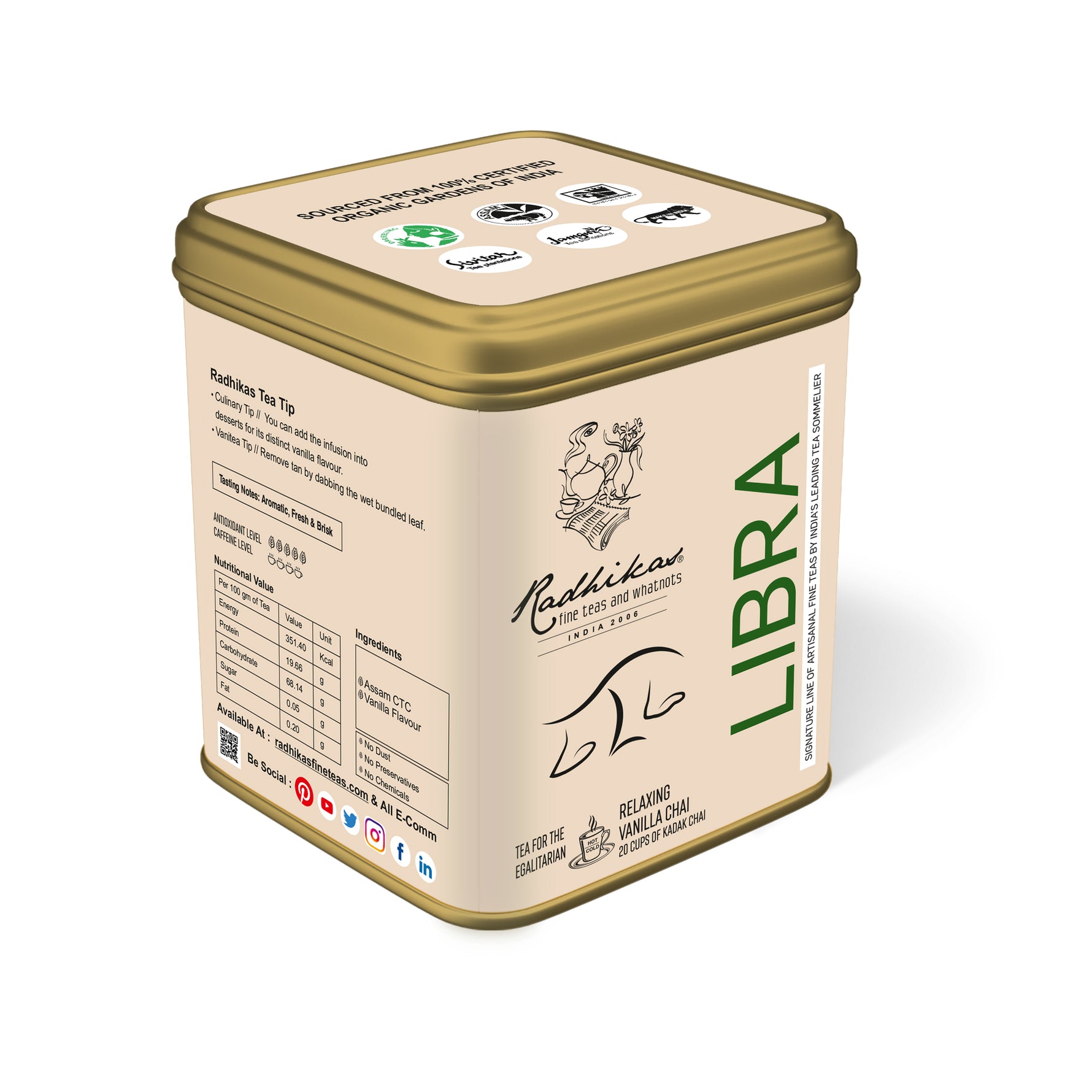 Radhikas Fine Teas Libra Vanilla Tea - 100gm