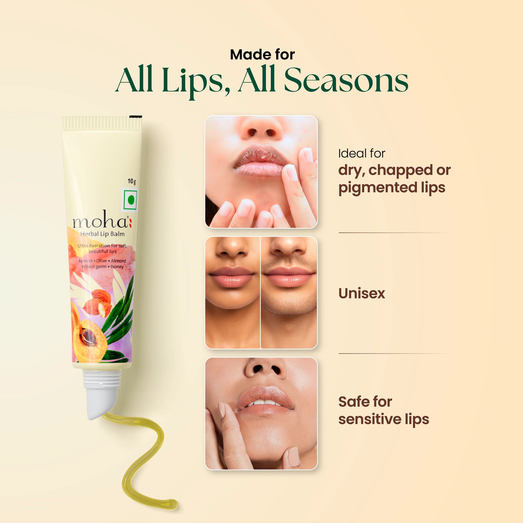 Moha: Herbal Lip Balm (10g) - Ayurvedic Cracked Lip Repair & Hydrating Lip Butter