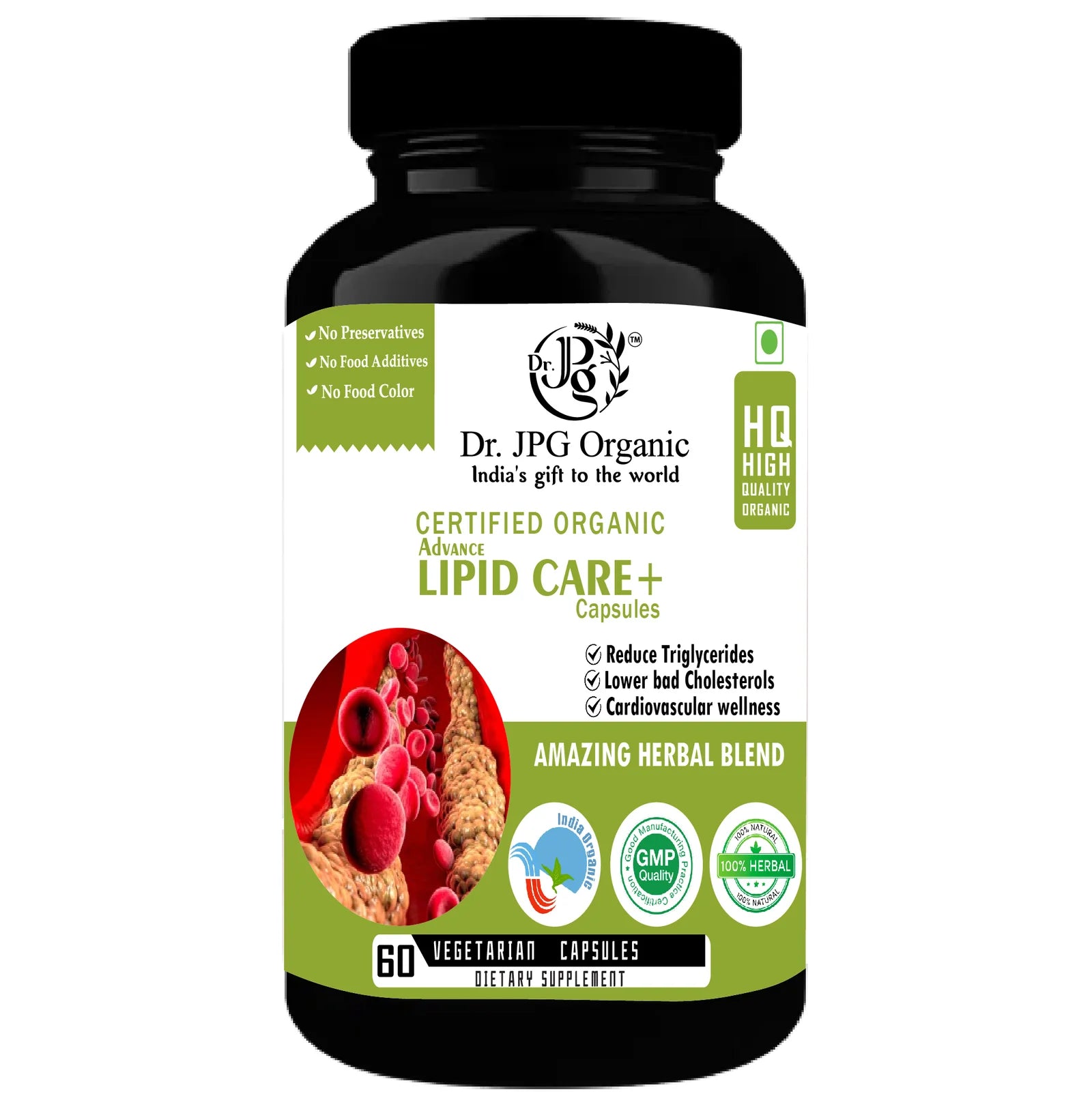 DR. JPG Organic Lipid Care Capsules (500mg, 60 Veg Capsules) | For Heart Health & Healthy Cholesterol Support | 100% Certified Organic