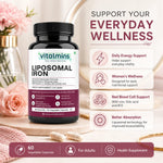 Vitalmins Liposomal Iron Capsules | Gentle, Non-Constipating Formula to Boost Energy, Hemoglobin & Healthy Iron Levels – 60 Veg Capsules