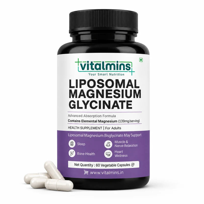 Vitalmins Liposomal Magnesium Glycinate Capsules | Maximum Bioavailability for Deep Sleep, Muscle Recovery & Stress Relief – 60 Capsules