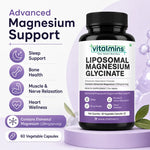 Vitalmins Liposomal Magnesium Glycinate Capsules | Maximum Bioavailability for Deep Sleep, Muscle Recovery & Stress Relief – 60 Capsules
