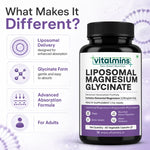Vitalmins Liposomal Magnesium Glycinate Capsules | Maximum Bioavailability for Deep Sleep, Muscle Recovery & Stress Relief – 60 Capsules