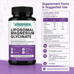 Vitalmins Liposomal Magnesium Glycinate Capsules | Maximum Bioavailability for Deep Sleep, Muscle Recovery & Stress Relief – 60 Capsules