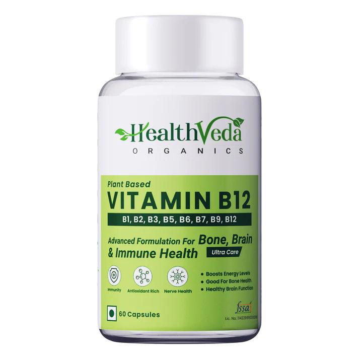 Health Veda Organics Vitamin B12 Capsule | Plant Based Capsule for Healthy Metabolism & Nervous System - 60 Capsules