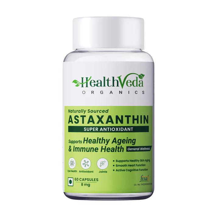 Health Veda Organics Astaxanthin Capsule - Plant Based 8mg - 60 Veg Capsules